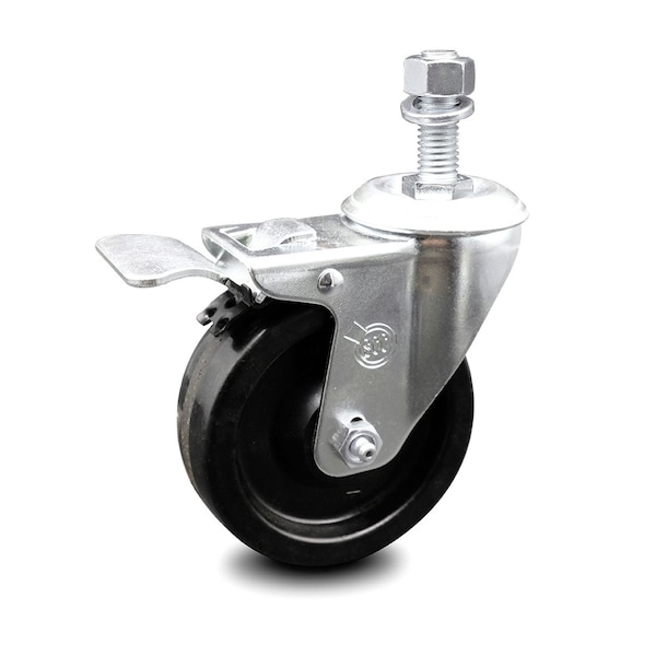 4 Inch Phenolic Swivel 12mm Threaded Stem Caster with Total Lock Brake SCC